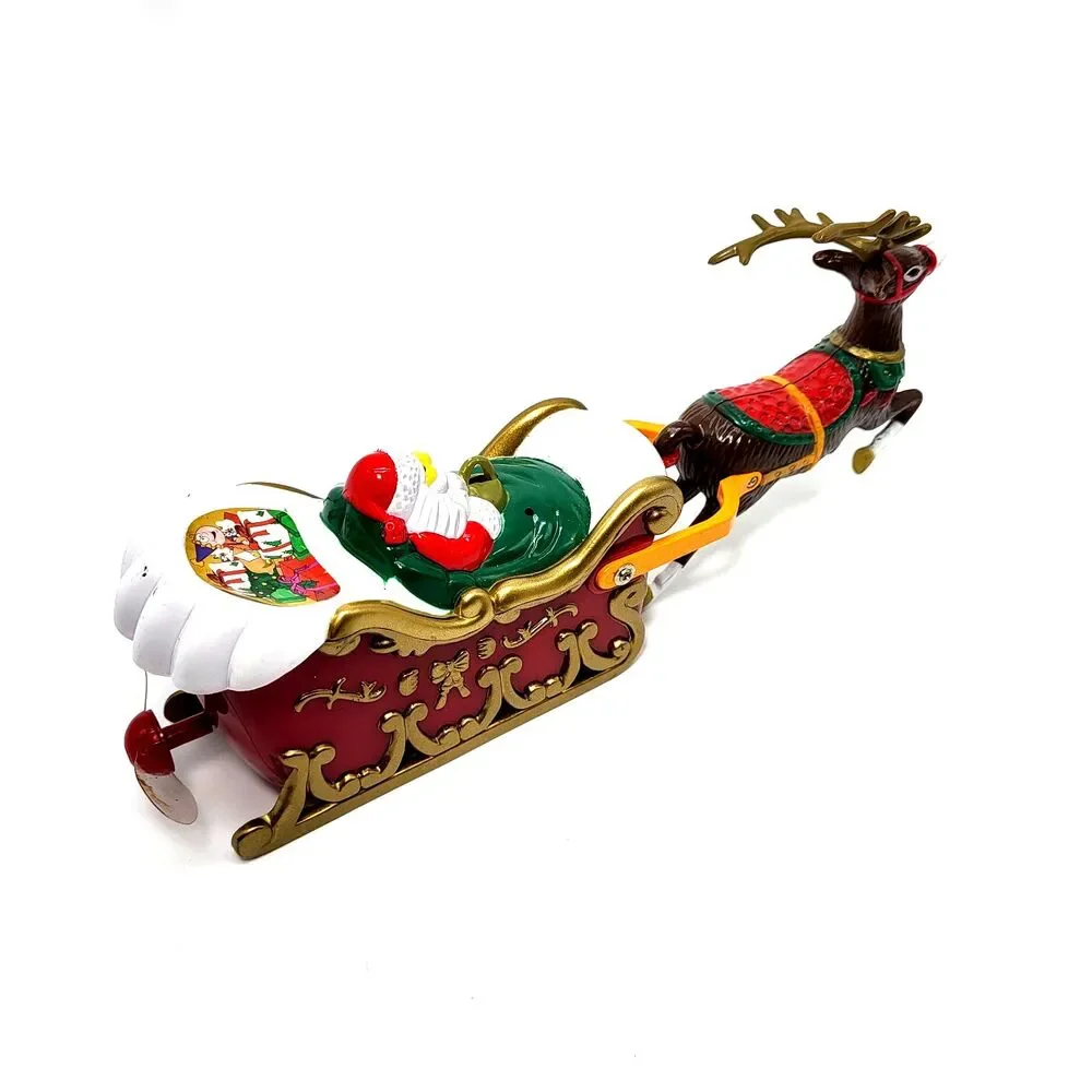 Vintage Musical Santa Sleigh Reindeer Propeller Motion Christmas ABL Innovation